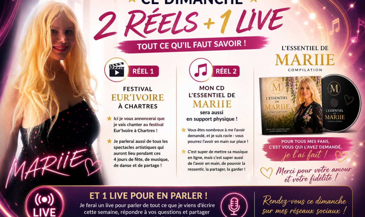 Mariie prépare deux réels et un live pour annoncer ses prochaines actualités