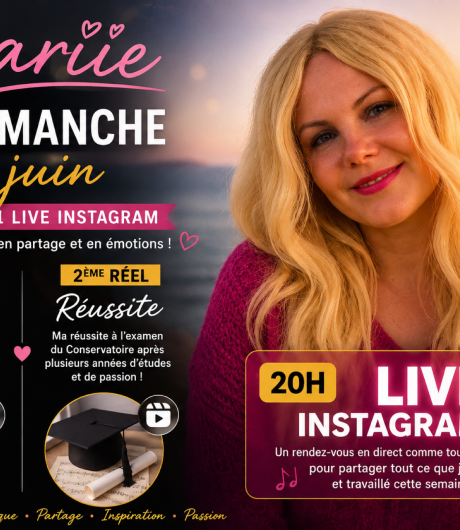 Ce dimanche 7 juin avec Mariie : 2 Réels + Live Instagram !