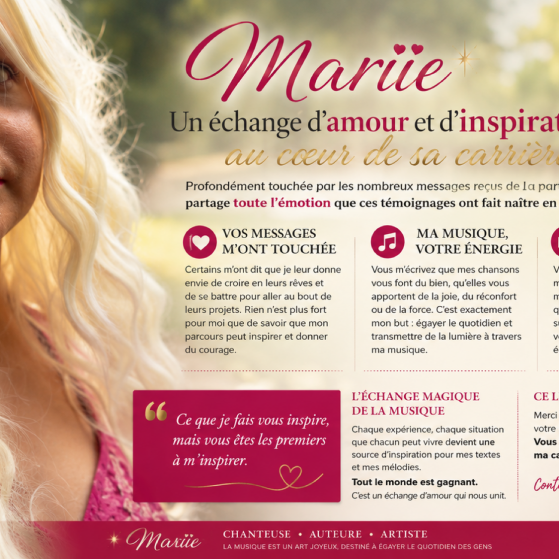 Mariie : un échange d’amour et d’inspiration au cœur de sa carrière